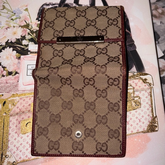 Gucci Marmont Signature GG Wallet Brown Leather Trim And Tan Canvas in Bag EUC 🚩 - Picture 4 of 10